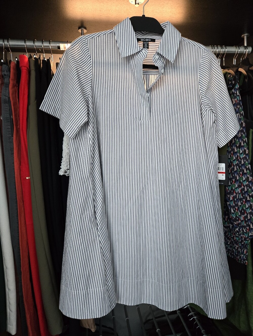 BCBG Black and White Striped Mini Dress
